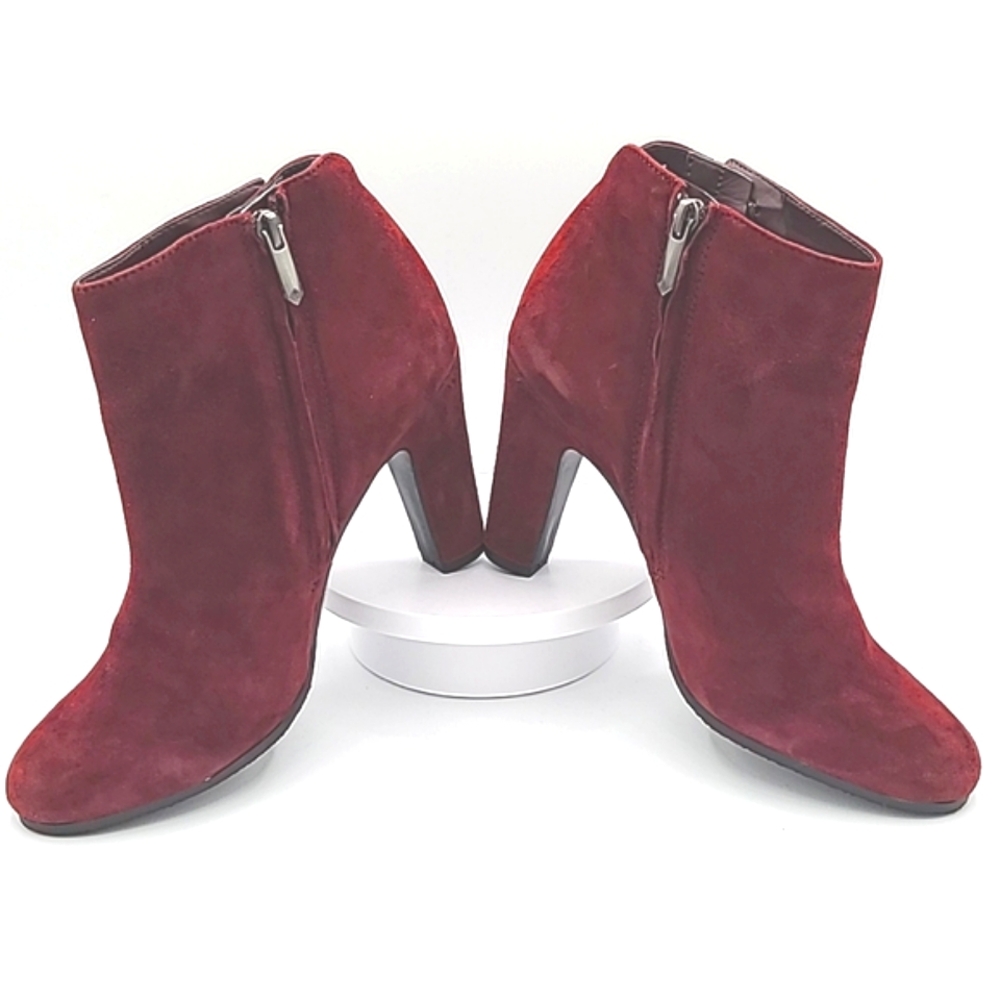 Sam Edelman Sadee Burgundy Suede Ankle Booties - Picture 2 of 8